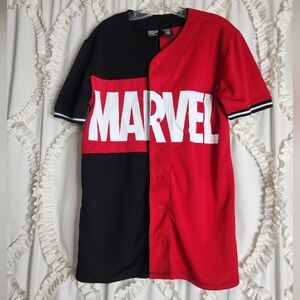 New Disney Our Universe Marvel Logo Baseball Jersey AVENGERS Unisex Sz Small